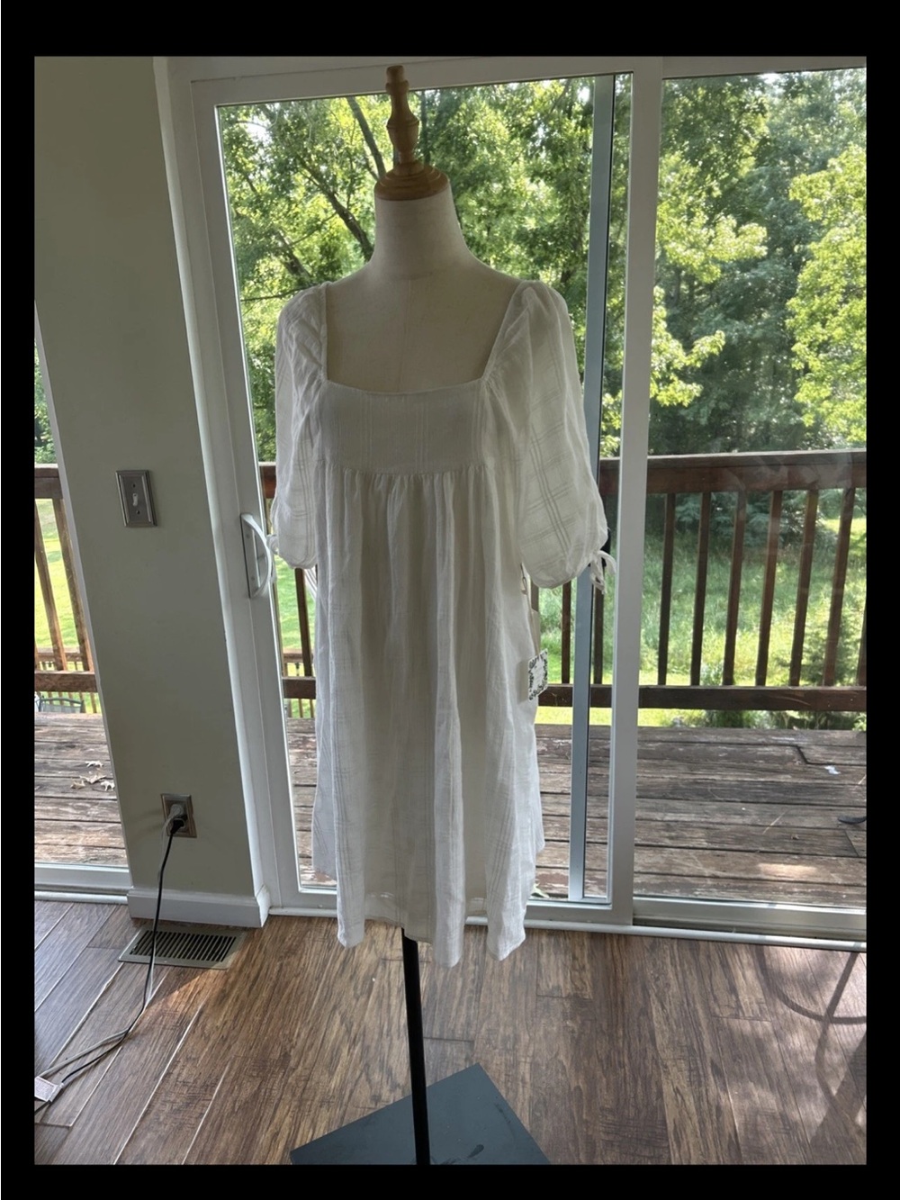 Women’s/Juniors/ Girls Chelsea & Violet White Square-Neck Peasant Dress XL Cotto